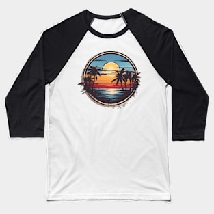 Minimalist Beach In Sunset Design. Baseball T-Shirt